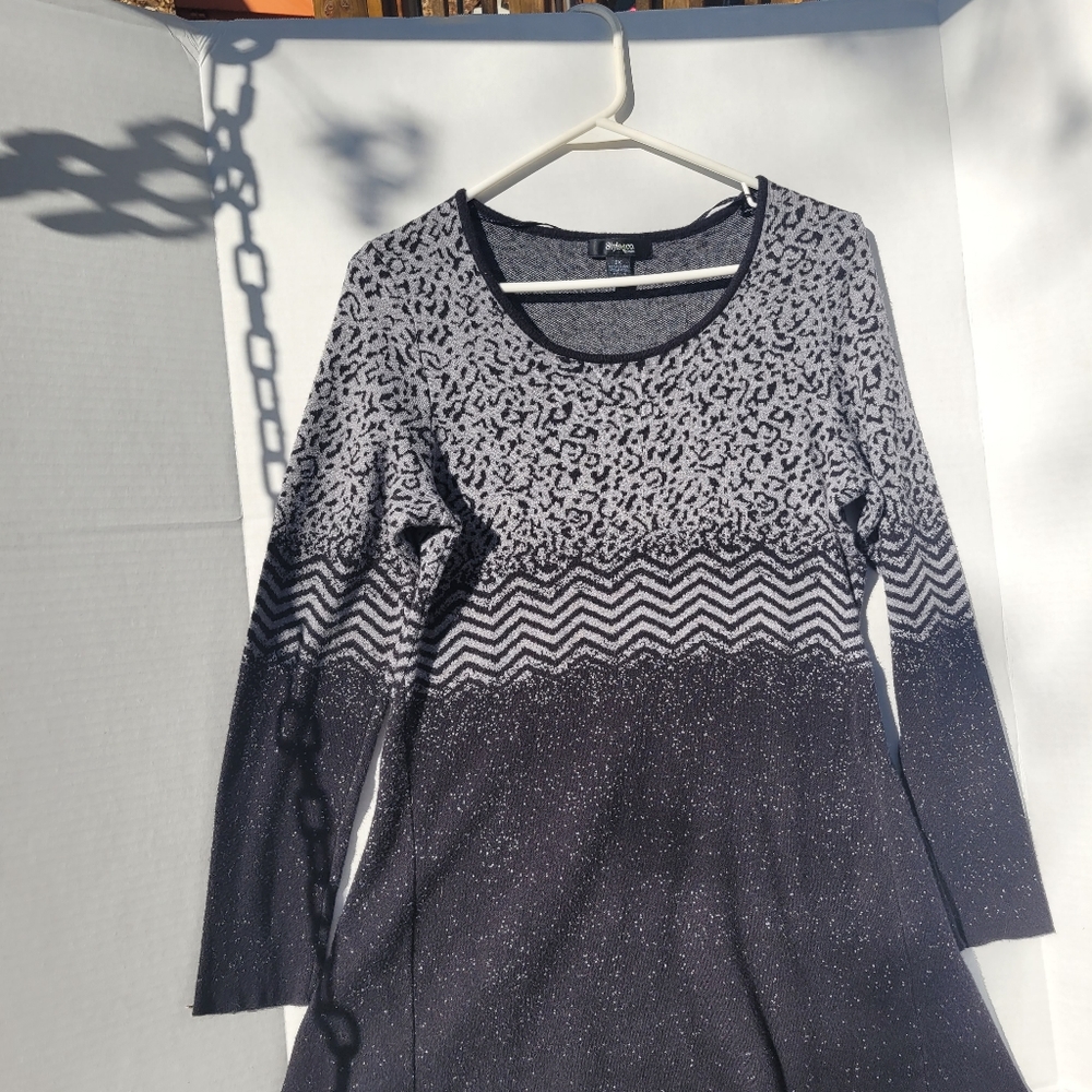 Style & Co sweater dress sz ox animal prints black and grey